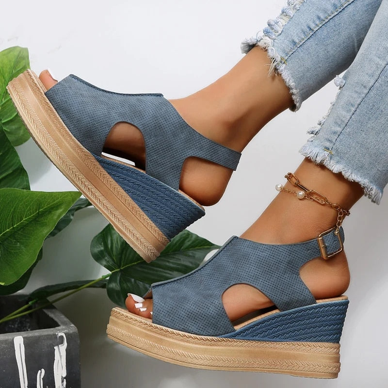 Sandalias de cuña con sujeción extra para mujer