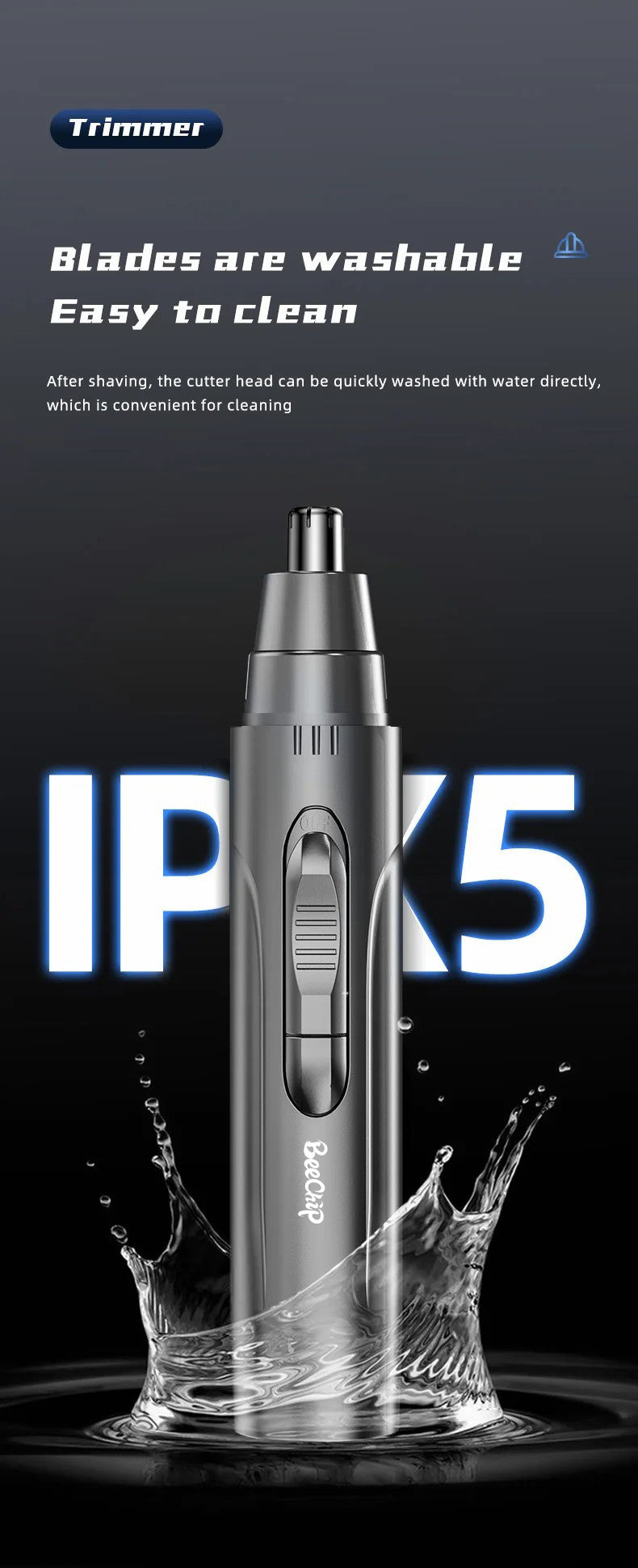 Cortapelos indoloro para nariz y orejas