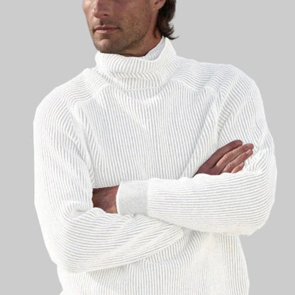 Suéter de cuello alto para hombre, elegante, de punto liso.