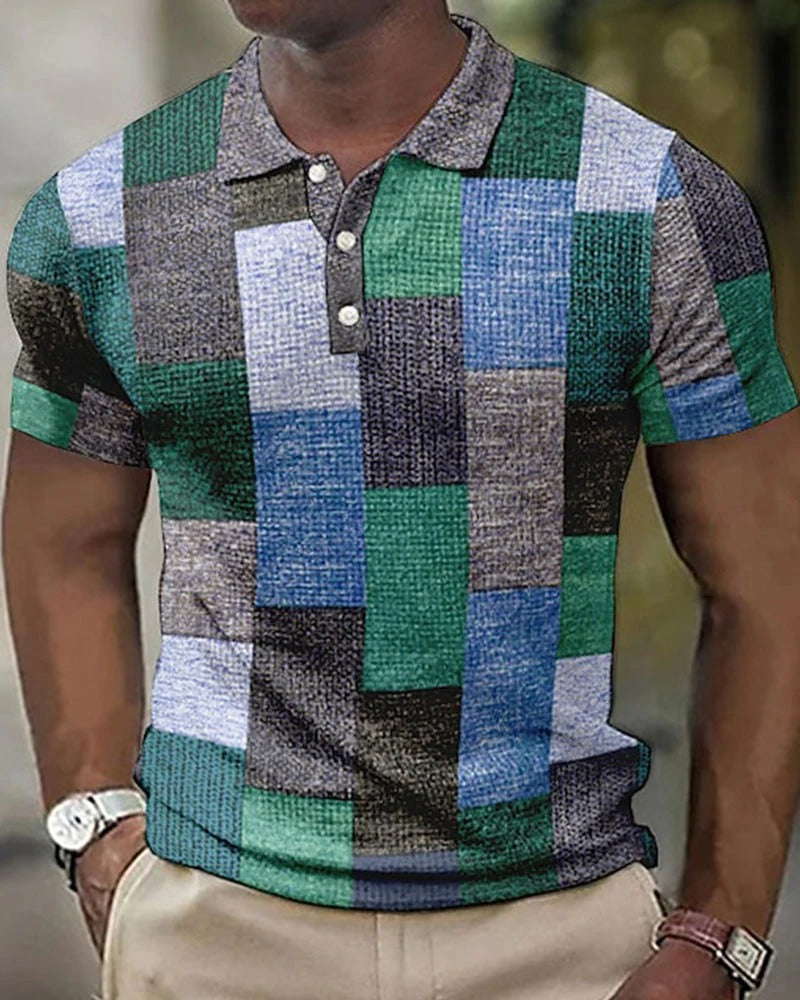 Polo para Hombre con Patrón de Rejilla: Estilo Moderno y Comodidad para el Día a Día