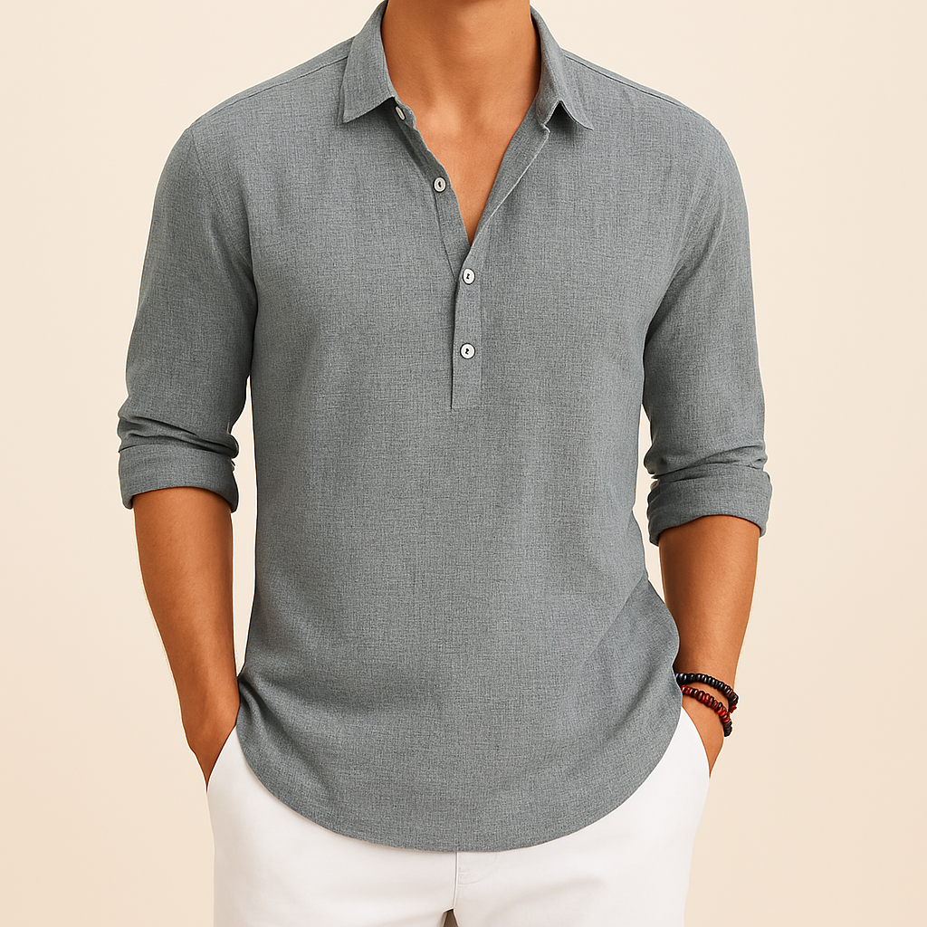 Camisa informal de manga larga holgada para hombre