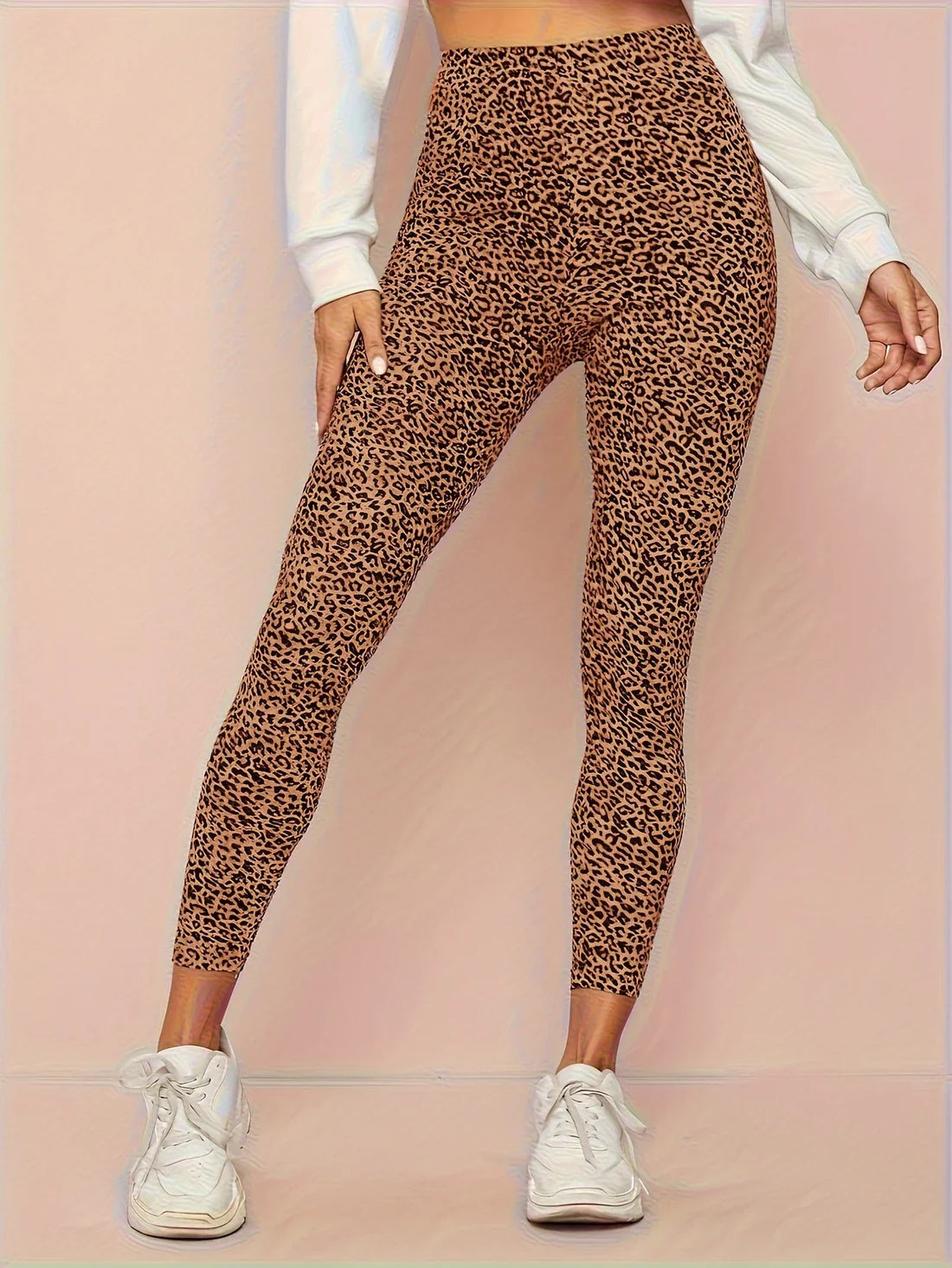Leggings de cintura alta con estampado de leopardo para mujer