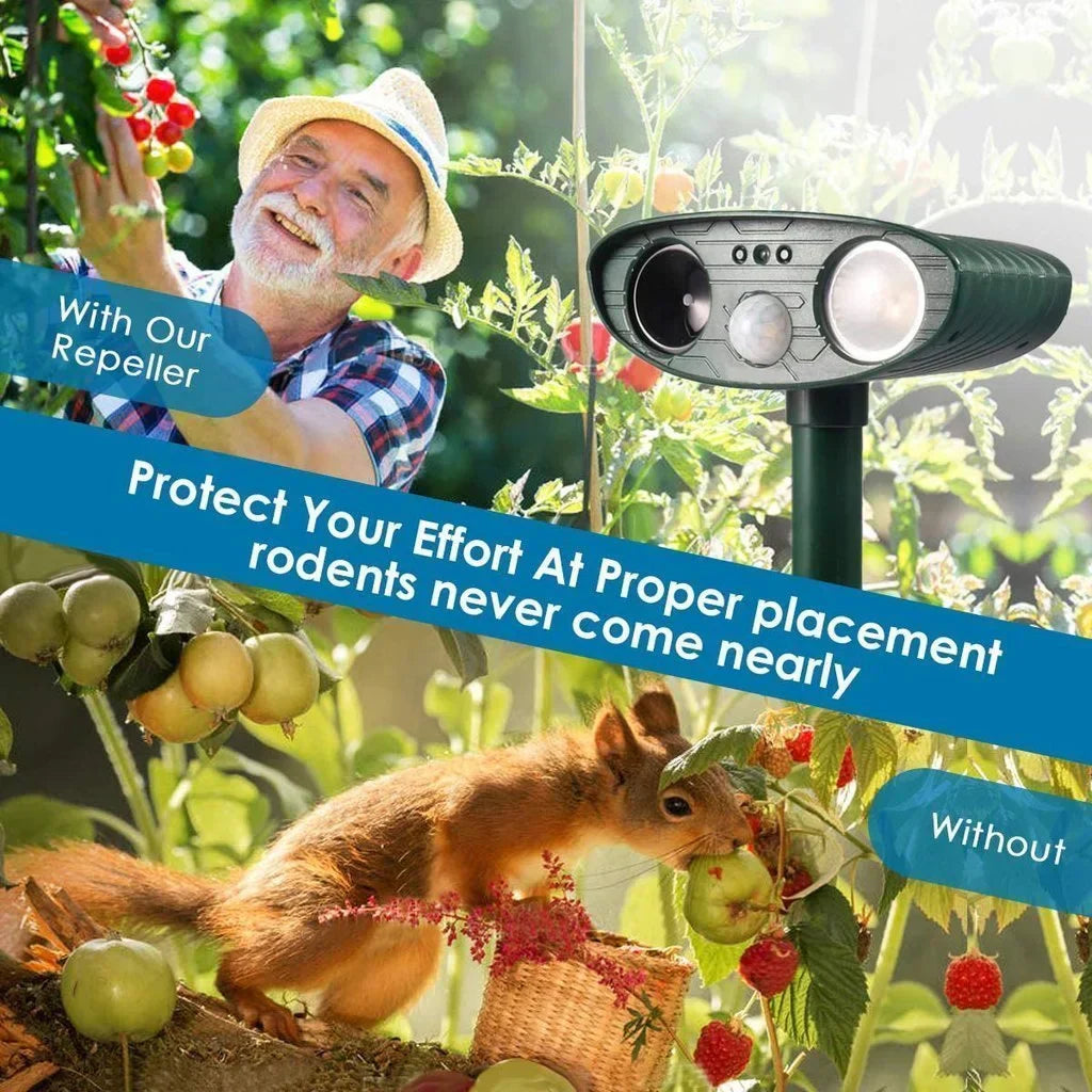 Repelente Ultrasonico de Animales Solar Activado por Movimiento