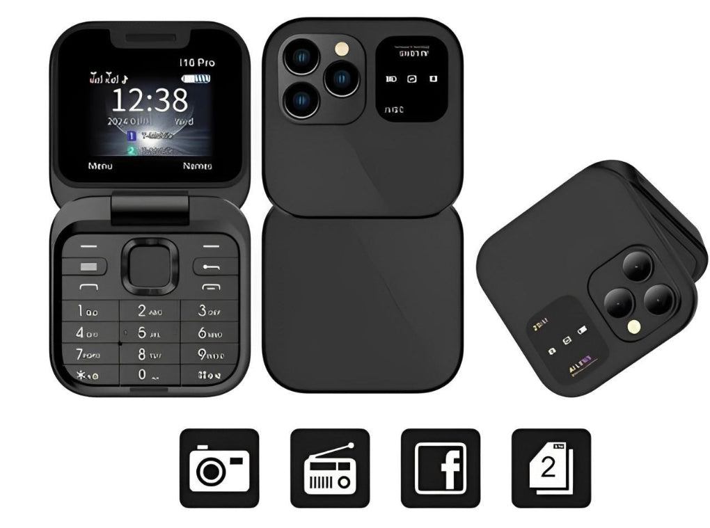 Teléfono Plegable Doble SIM con Cámara HD y Radio FM