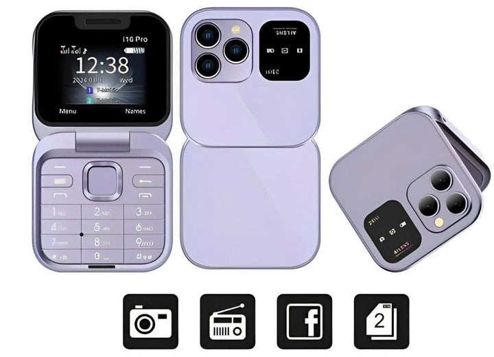Teléfono Plegable Doble SIM con Cámara HD y Radio FM