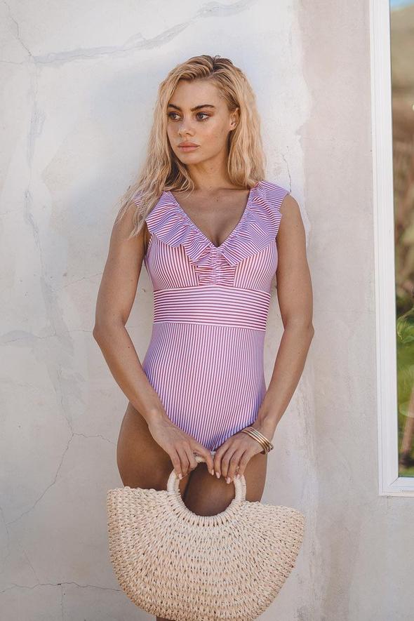 Bañador retro de rayas para mujer