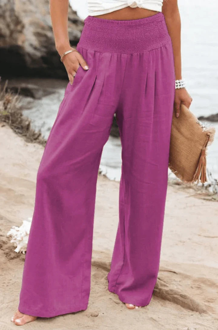 Elegantes pantalones palazzo elásticos para mujer