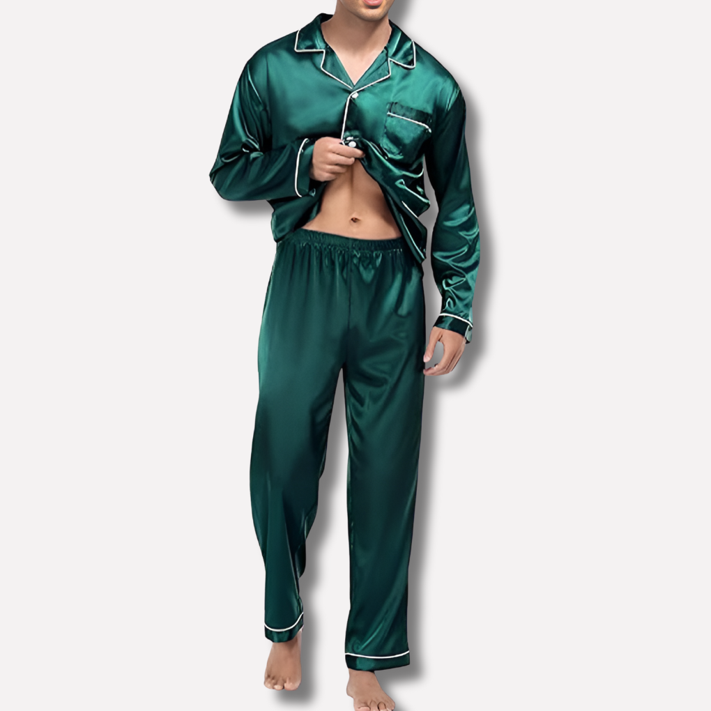Conjunto de pijama de satén y seda para hombre