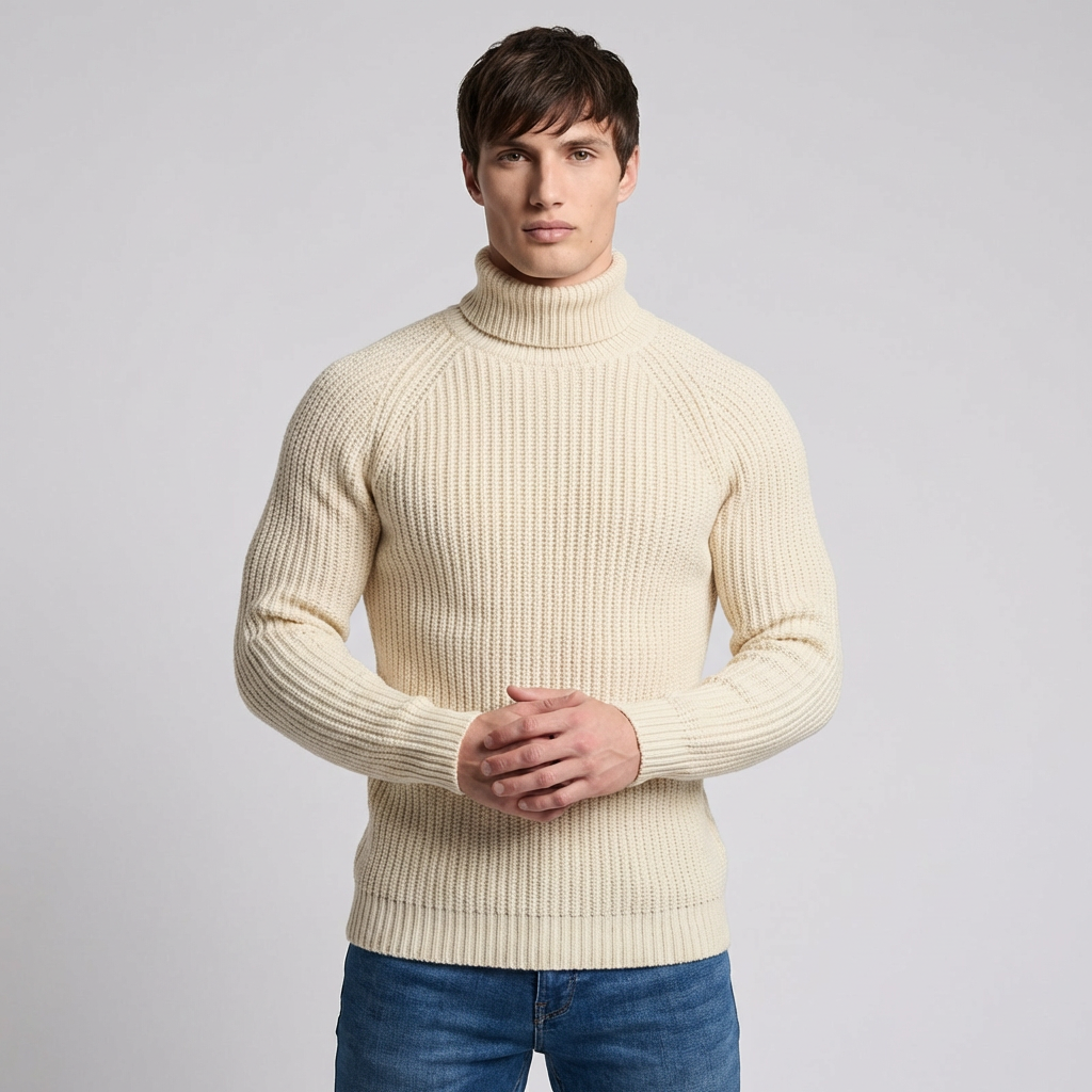 Suéter de Invierno de Punto con Cuello Alto para Hombres
