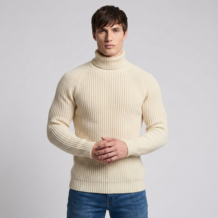 Suéter de Invierno de Punto con Cuello Alto para Hombres