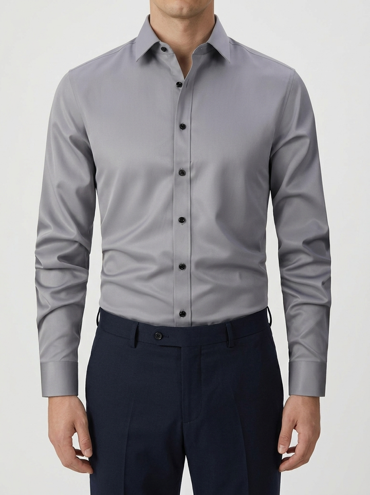 Camisa de Manga Larga Ajuste Slim con Botones para Hombres