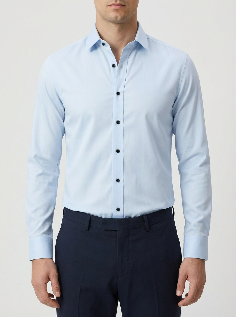 Camisa de Manga Larga Ajuste Slim con Botones para Hombres