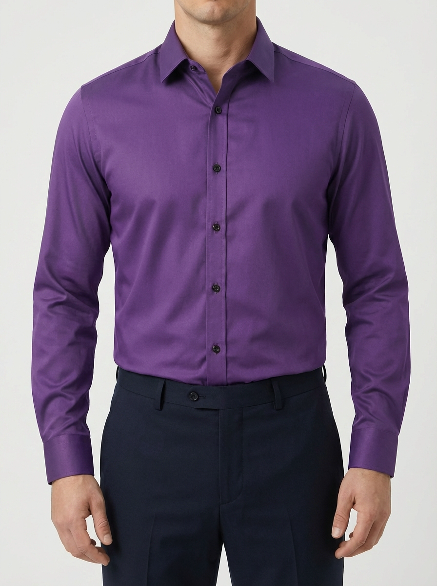 Camisa de Manga Larga Ajuste Slim con Botones para Hombres