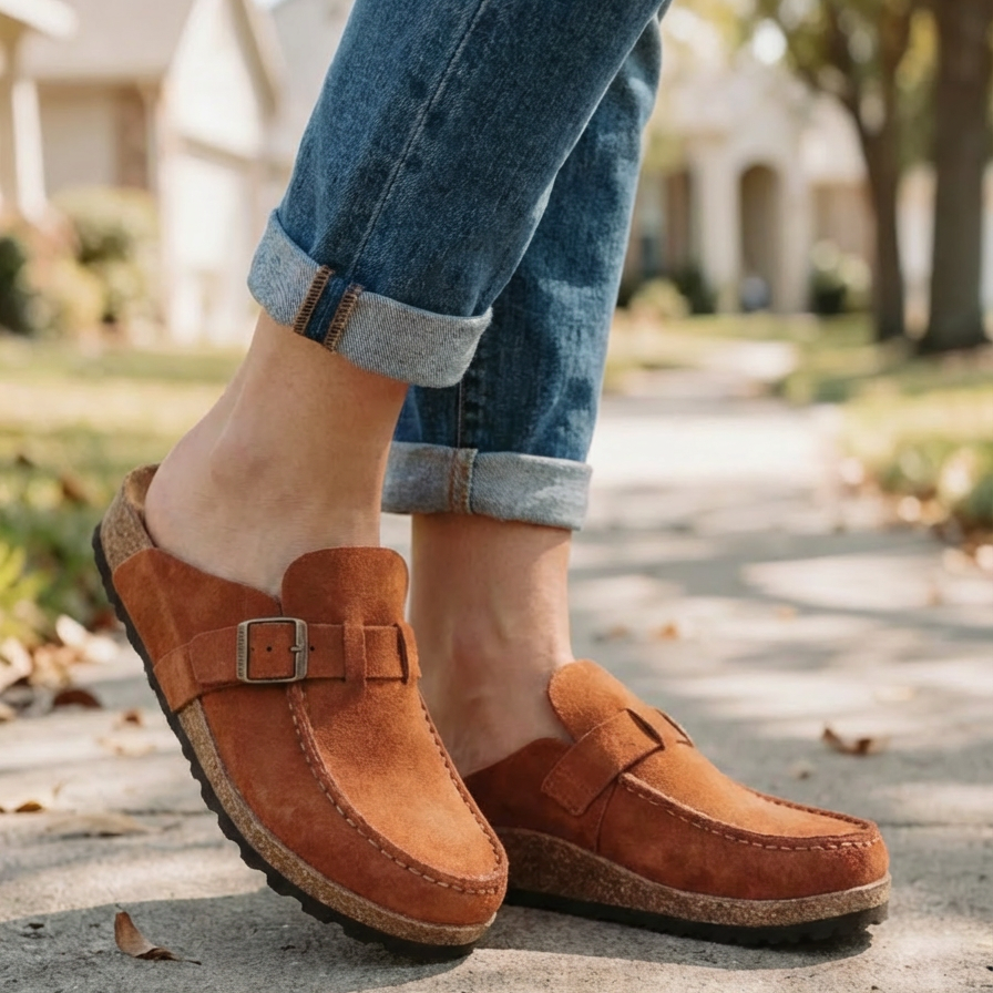 Sandalias Mule con Hebilla Retro para Mujeres