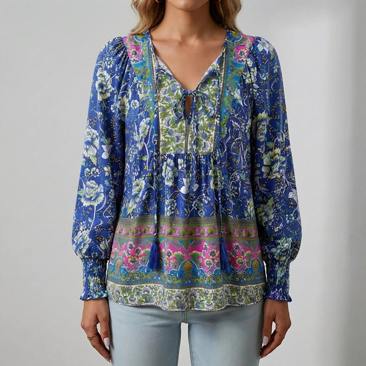 Blusa Boho Estampado Floral para Mujeres
