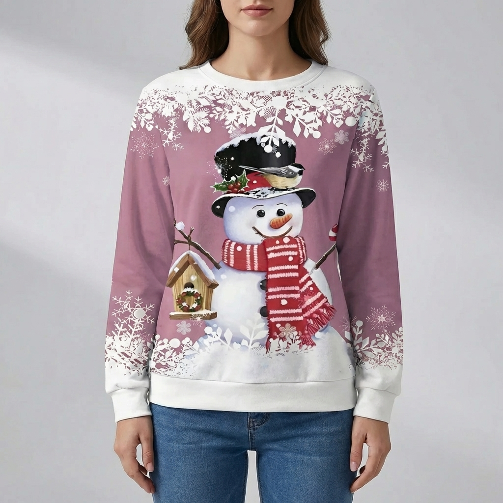 Sudadera Gráfica de Muñeco de Nieve Festivo