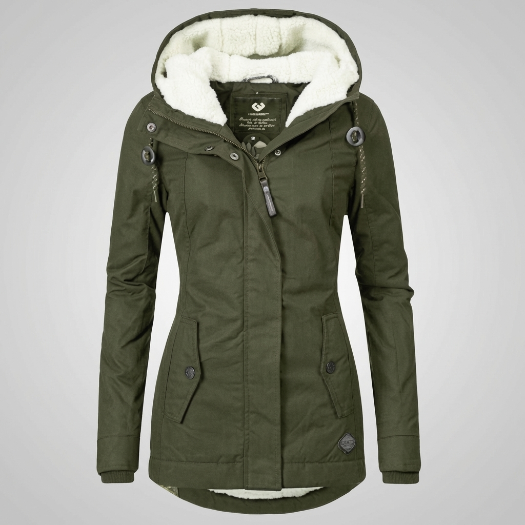 Abrigo de Invierno con Capucha a Media Largo para Mujeres