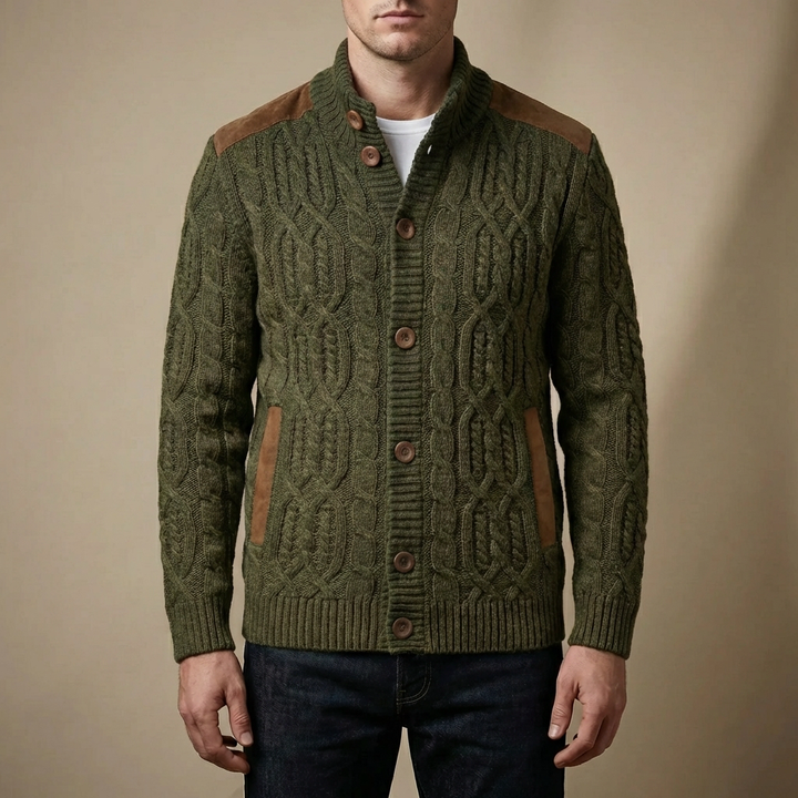 Cardigan de Punto con Cable Forrado