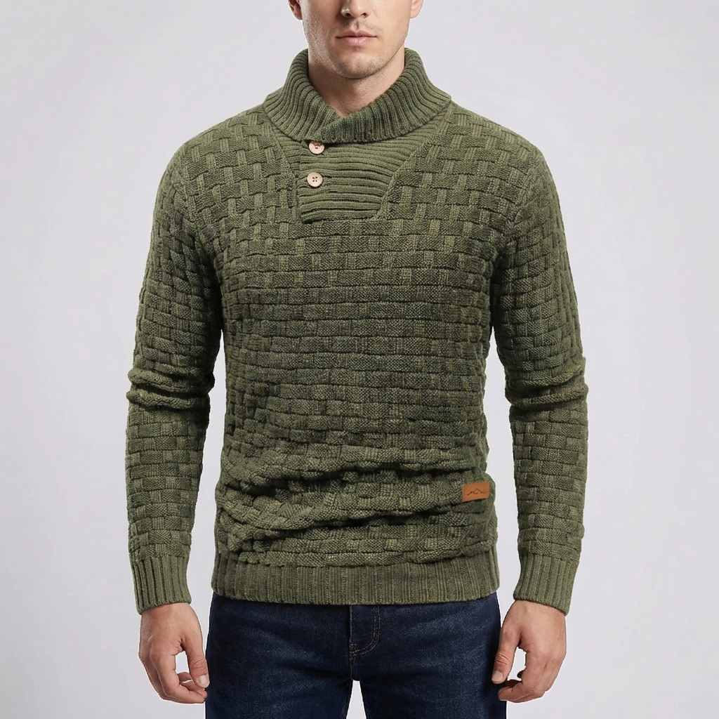 Suéter de Hombre con Botones y Cuello Medio