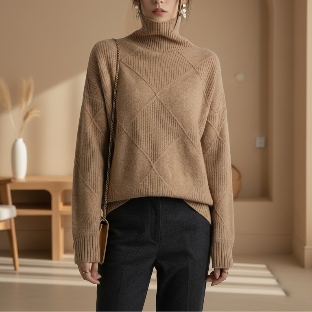 Suéter fino de mujer con cuello alto