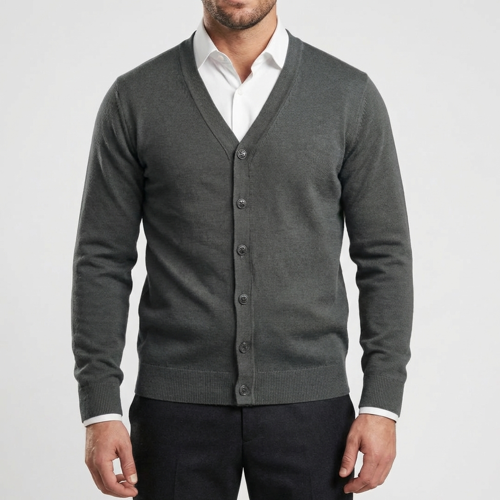 Cardigan de Frente con Botones V para Hombres