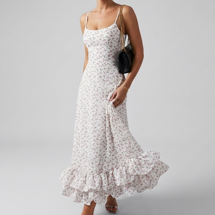 Vestido Midi Elegante de Noche con Volantes para Mujeres