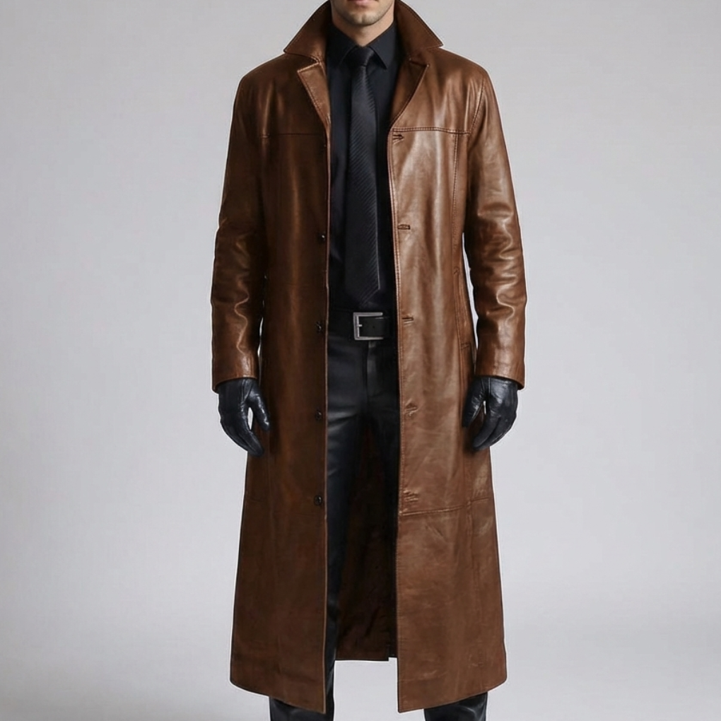Abrigo de Cuero de Invierno para Hombres