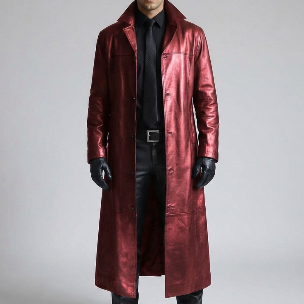 Abrigo de Cuero de Invierno para Hombres