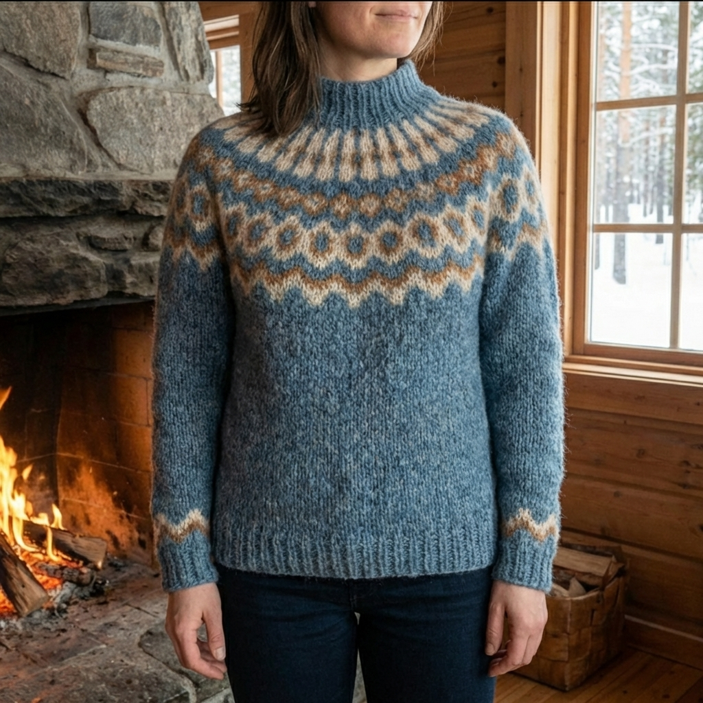 Suéter de pulóver con patrón Fair Isle nórdico para mujeres