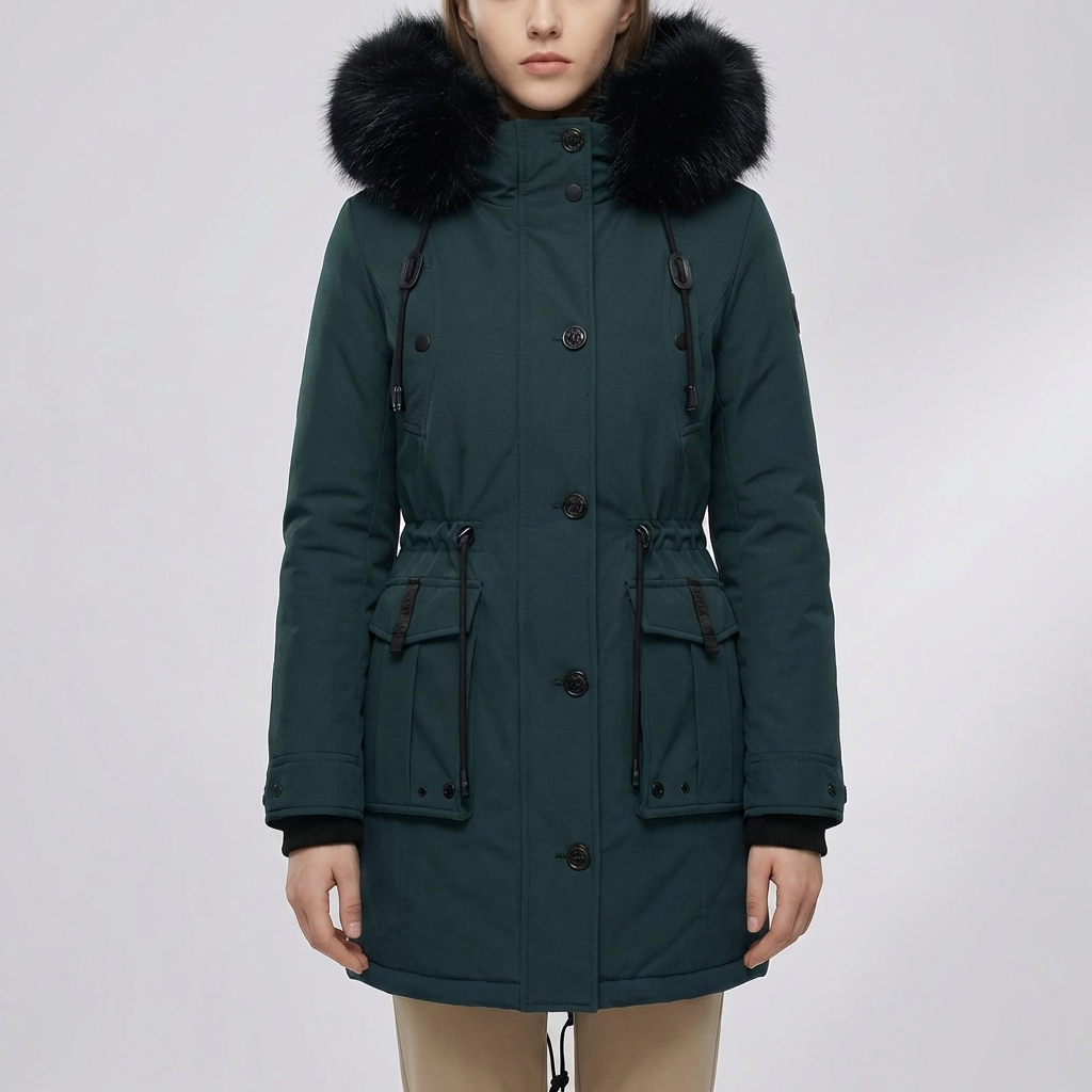 Chaqueta Aislada con Capucha Media Larga para Mujeres