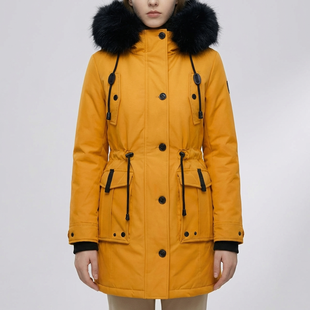 Chaqueta Aislada con Capucha Media Larga para Mujeres