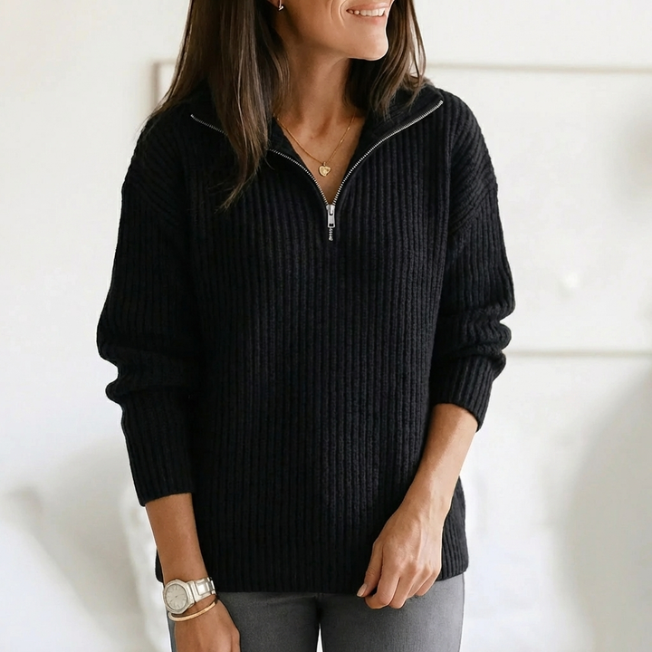 Pullover de Cuello Alto con Media Cremallera
