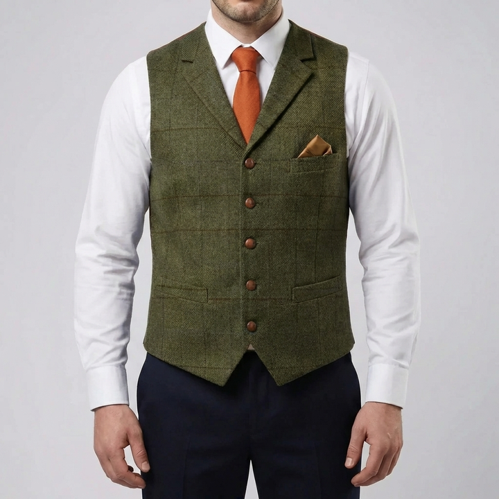 Chaleco Vintage con Cuello en V y Botones en el Frente