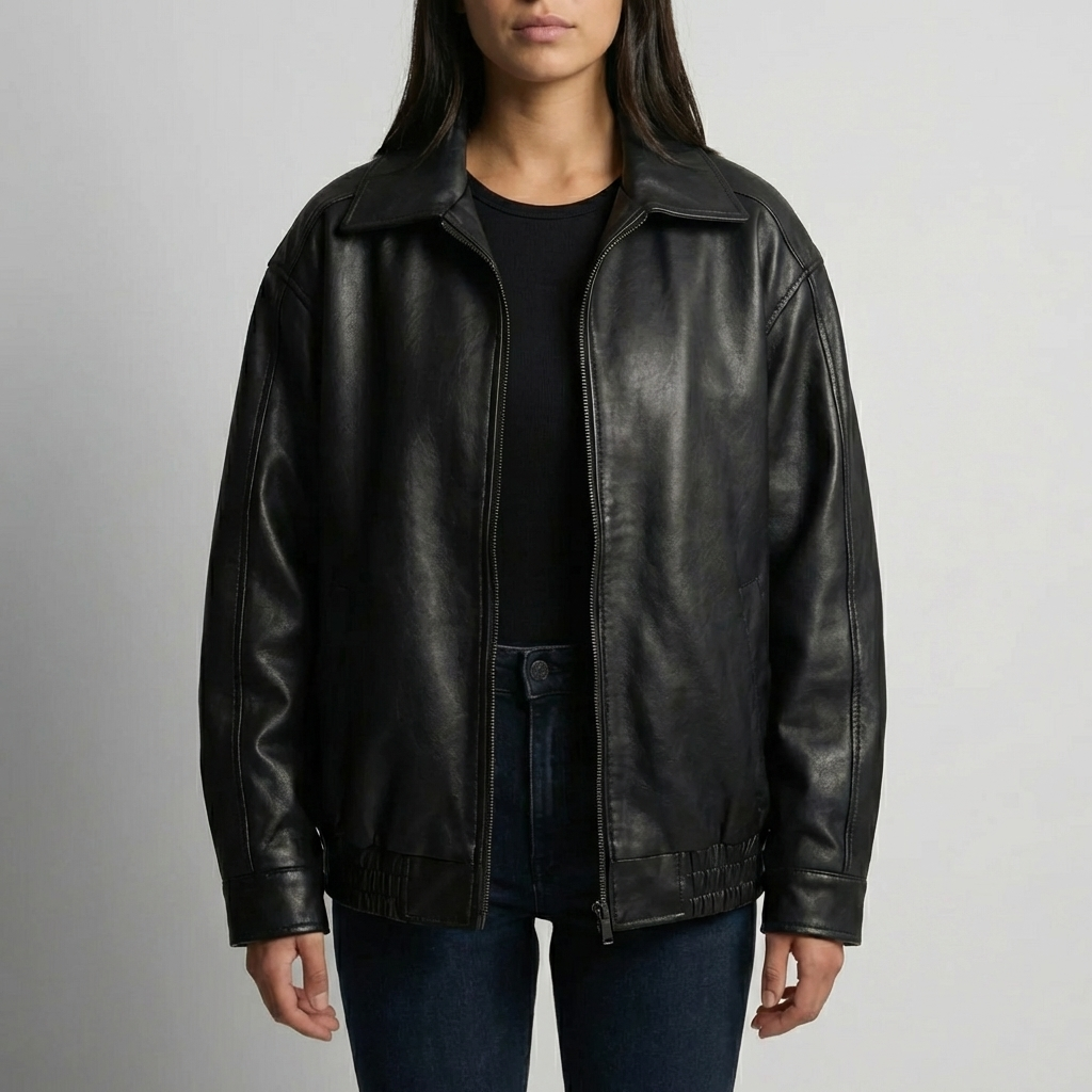 Chaqueta Bomber con Cremallera Grande