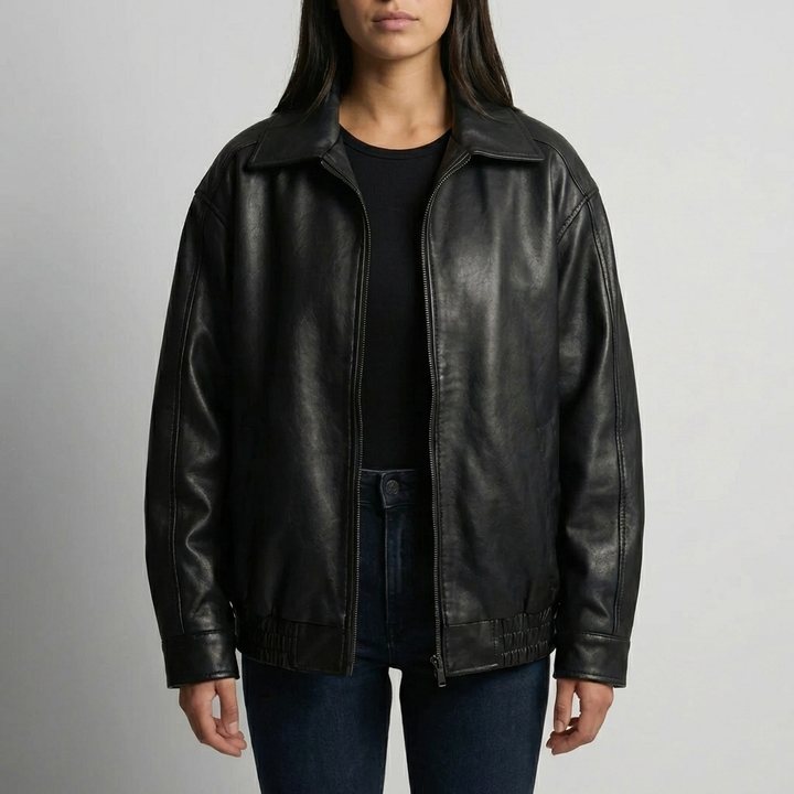Chaqueta Bomber con Cremallera Grande