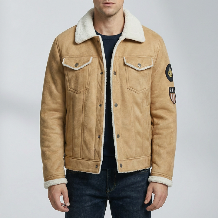 Chaqueta Moto Acabado Suede Con Forro De Polar
