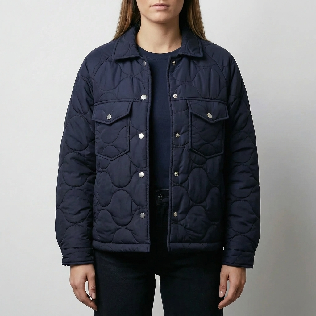 Chaqueta Con Botones A Presión Para Mujeres