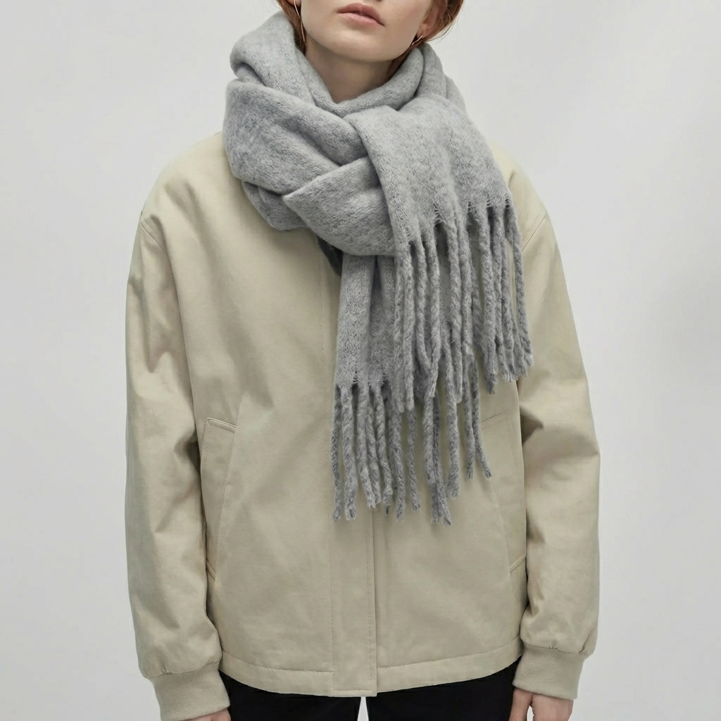 Bufanda Larga con Franjas de Tassel