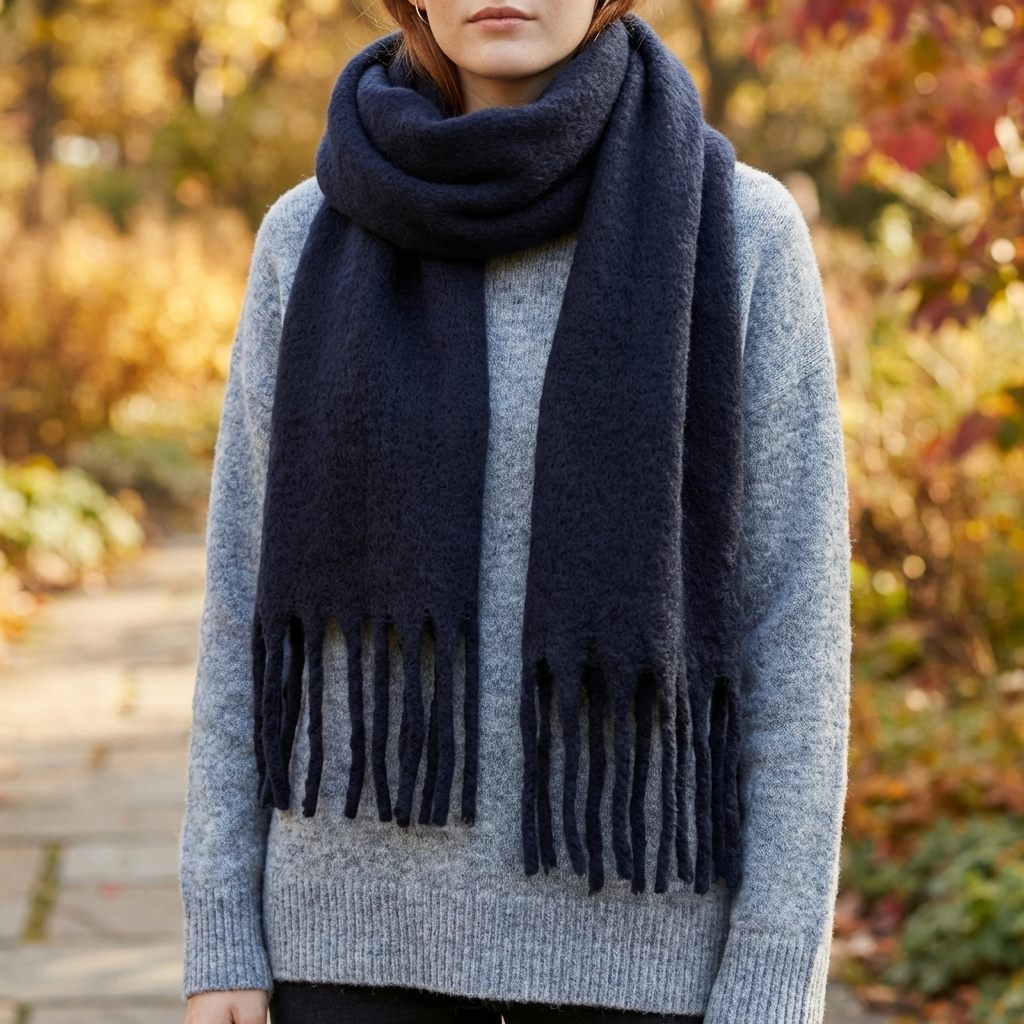 Bufanda Larga con Franjas de Tassel