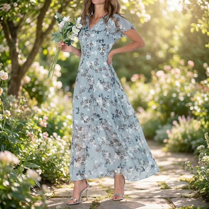 Vestido Maxi Imprimir Floral Vintage para Mujeres