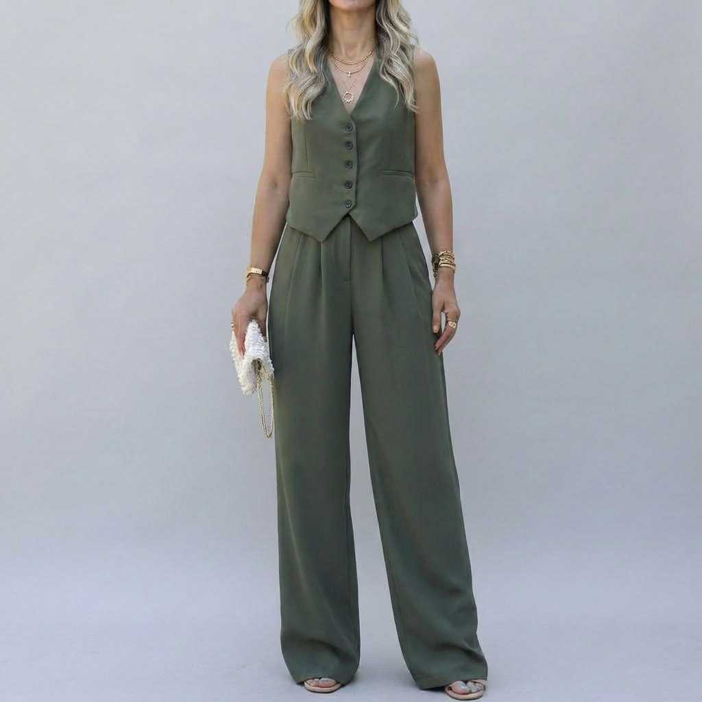 Conjunto de Blazer Sin Mangas Elegante para Mujeres