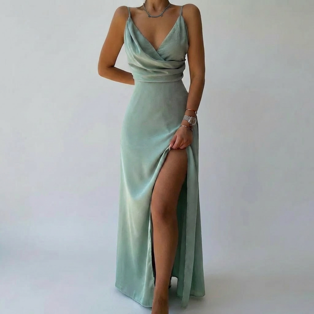 Vestido Maxi de Verano con Imagen Tropical para Mujeres