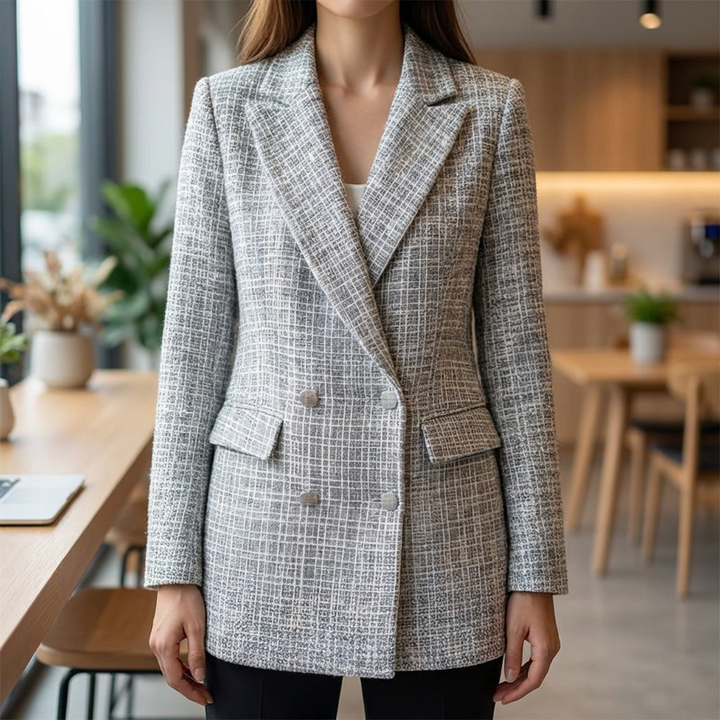 Blazer de Tweed Elegante para Mujeres