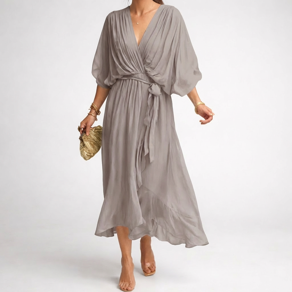 Vestido Elegante con Escote en V para Mujeres