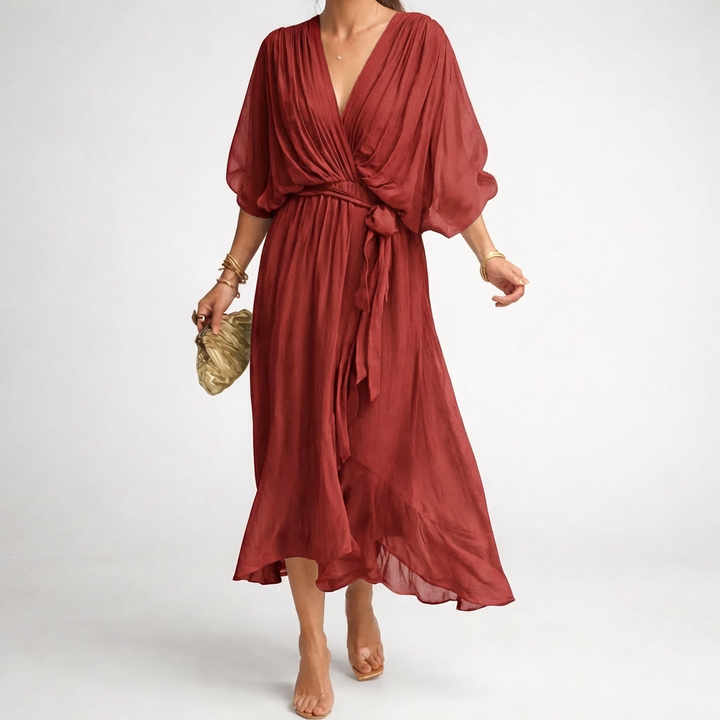Vestido Elegante con Escote en V para Mujeres