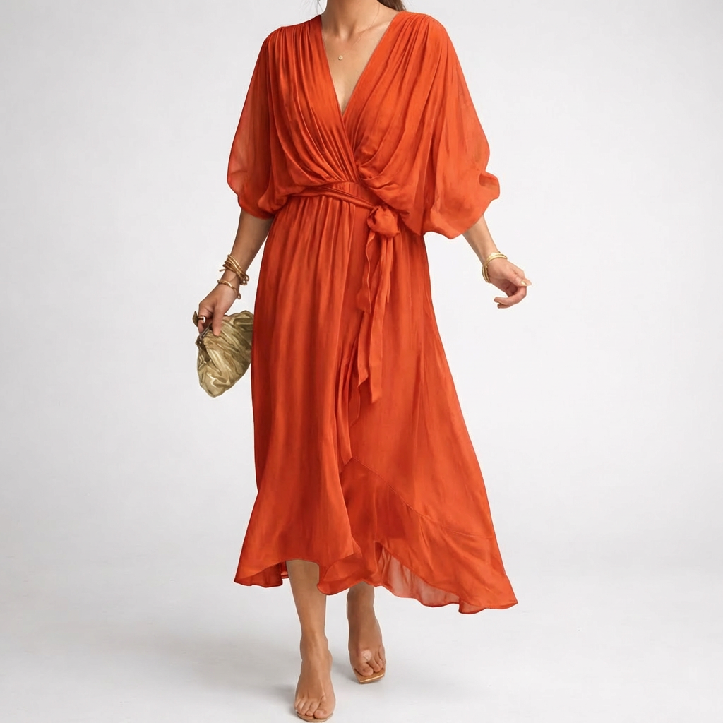 Vestido Elegante con Escote en V para Mujeres