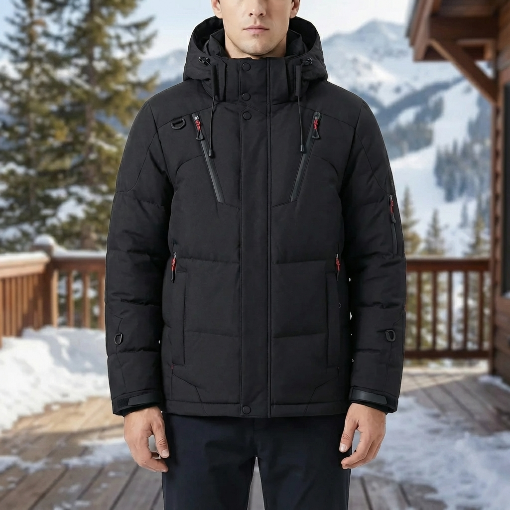 Chaqueta de Plumas con Capucha Acolchada para Hombres