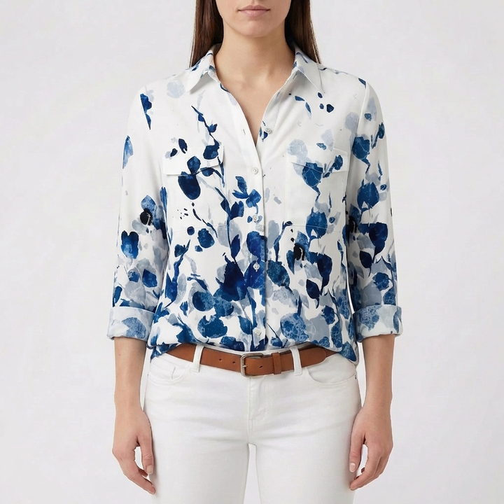 Blusa con Estampado Floral y Botones