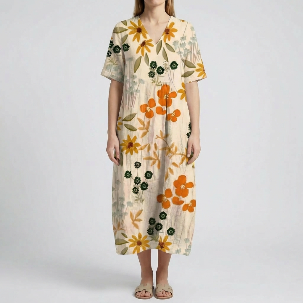Vestido Midi-Imprimido Floral