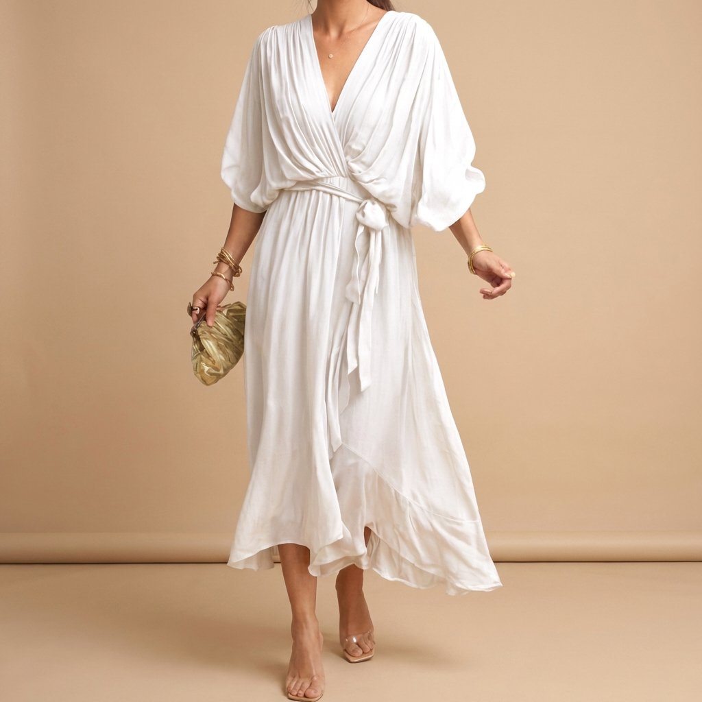 Vestido Elegante con Escote en V para Mujeres